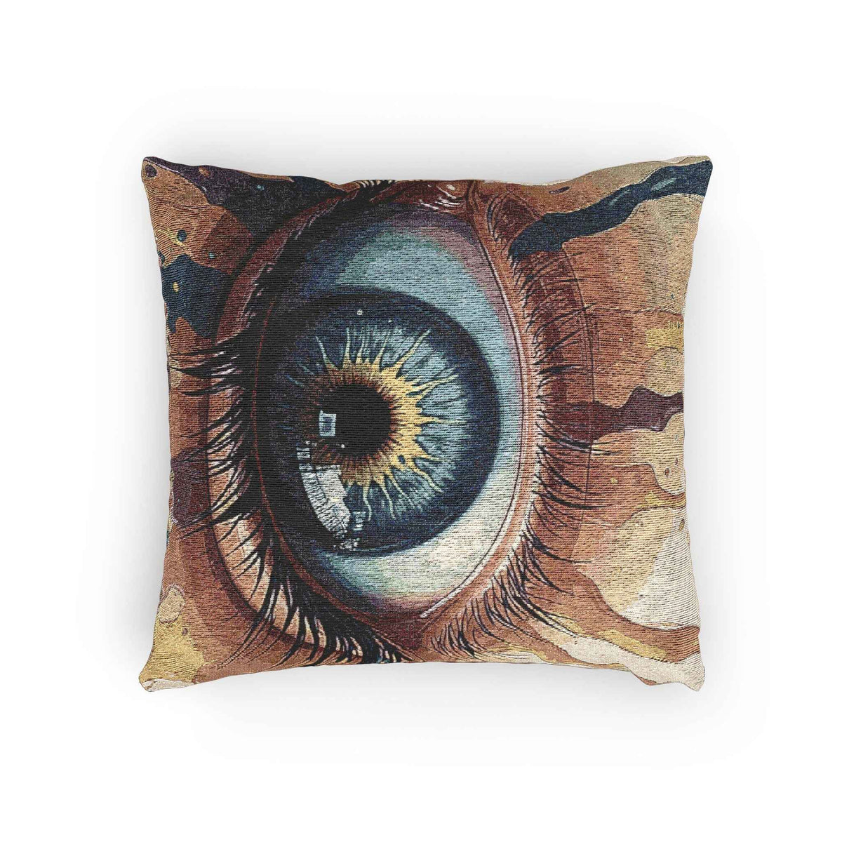 Blue Eye Artwork Woven Pillow | Surreal Eye Tapestry Throw Pillow