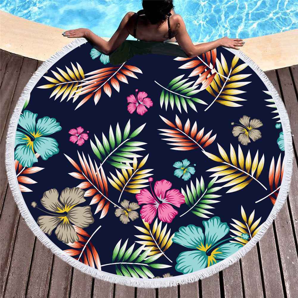 Round floral printed beach towel