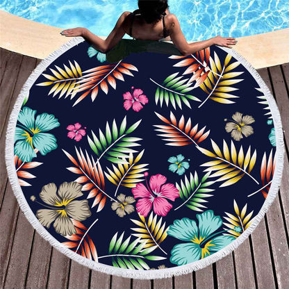 Round floral printed beach towel