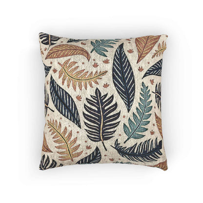 Botanical Leaf Pattern Woven Pillow | Tapestry Throw Cushion, Boho Home Decor