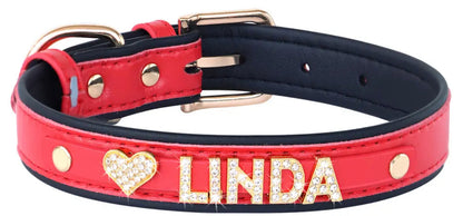 Obsidian Ruby Crown Name Dog Collar | Customized Dog Collar