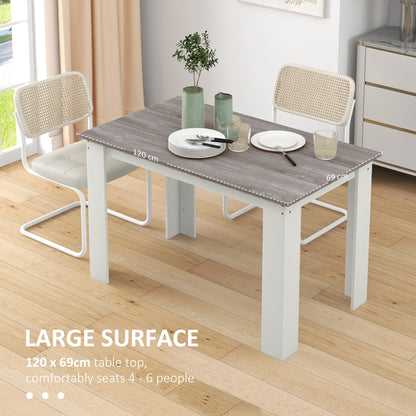 47" Kitchen Table for 4-6 People, Dining Table with Wood Effect for Dining Room, Black