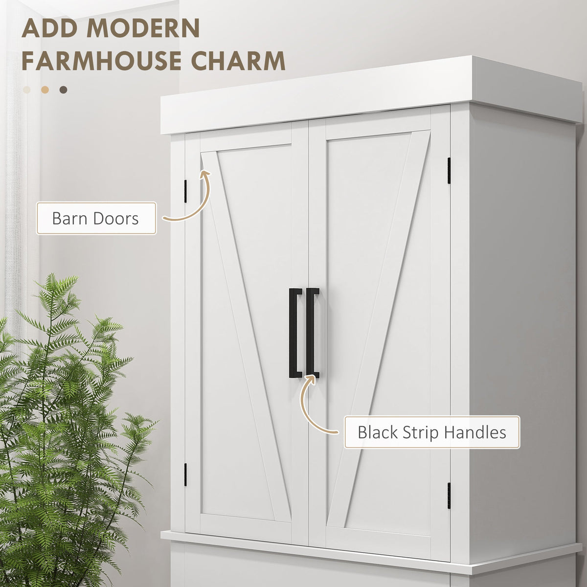 72" Kitchen Storage Cabinet, Farmhouse Kitchen Pantry Cabinet with 4 Barn Doors, Drawer, Adjustable Shelves, Black