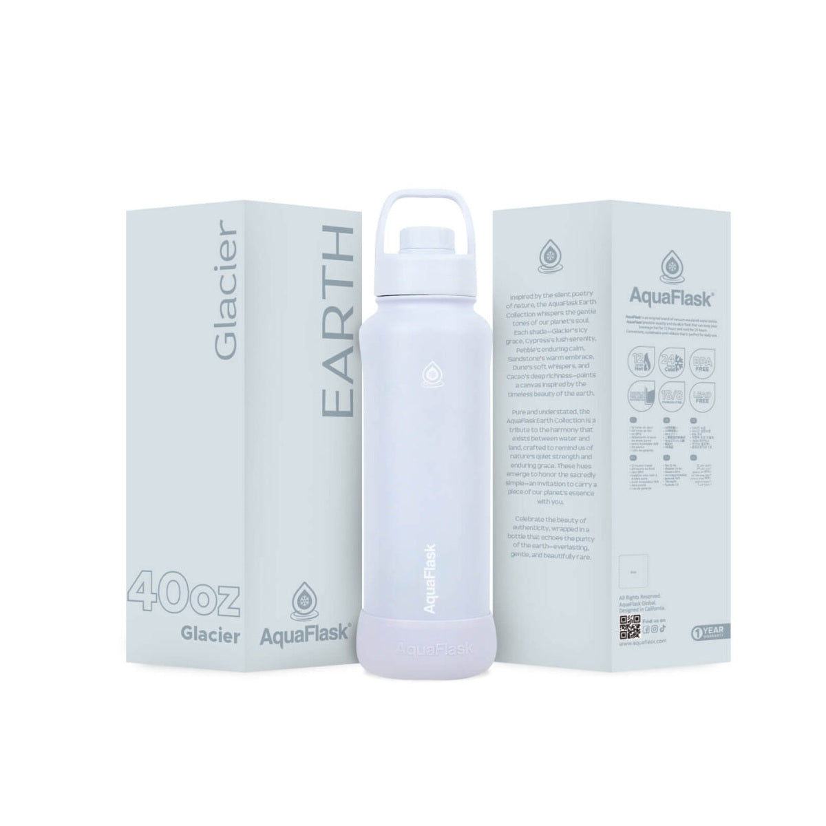 AquaFlask Earth Collection 40oz Insulated Stainless Steel Water Bottle – Hot & Cold, Leak-Proof, Reusable