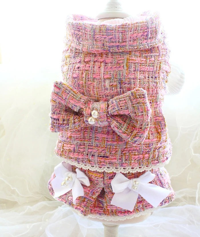 Baby Doll Tweed Dog Dress Set | Formal Skirt and Top Outfit