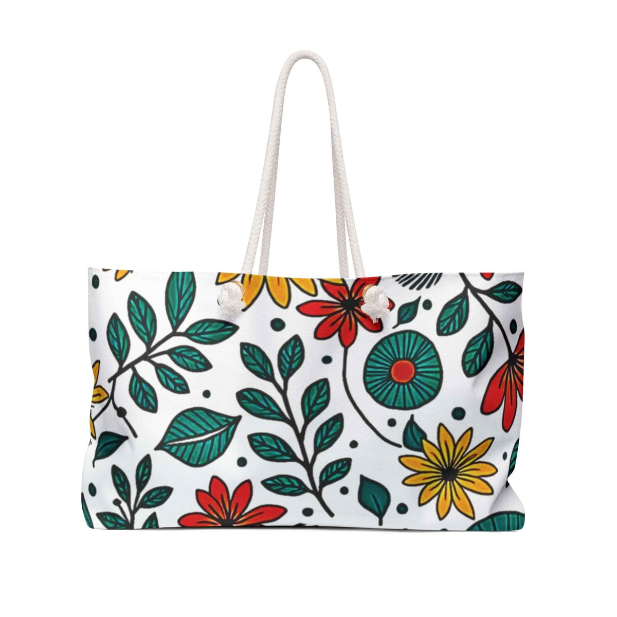 Colorful Floral Pattern Weekender Bag | Spring Flower Large Tote Bag