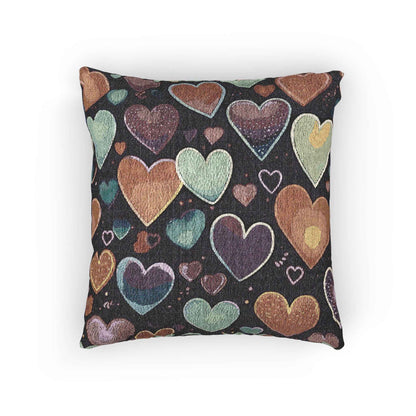 Pastel Heart Pattern Woven Pillow | Heart Throw Pillow, Boho Home Decor