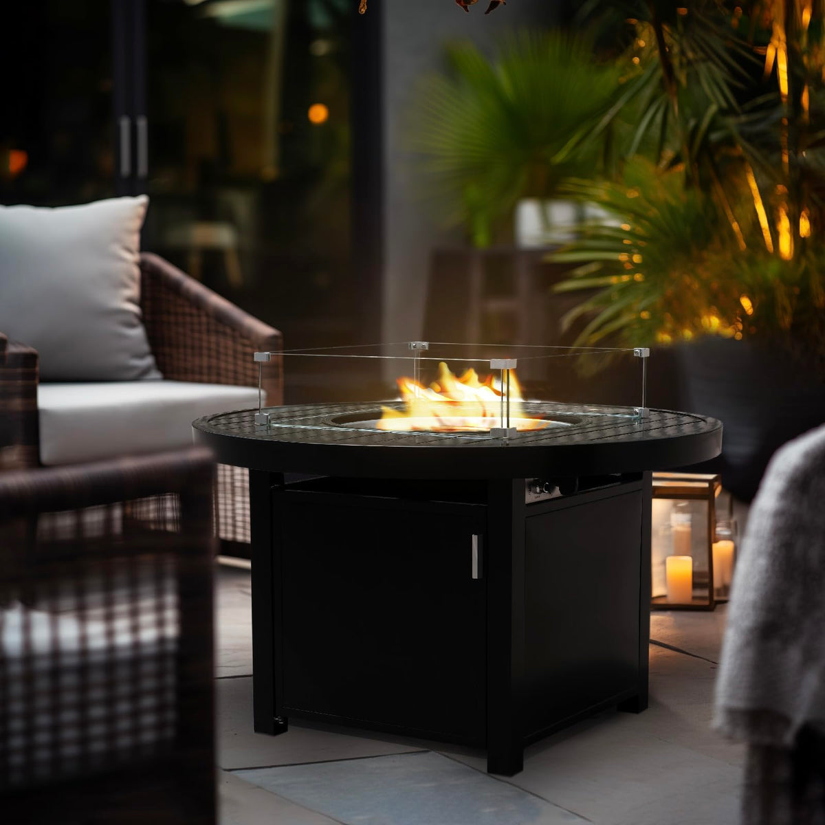 Aluminum Propane 42" Round Outdoor Fire Pit Table