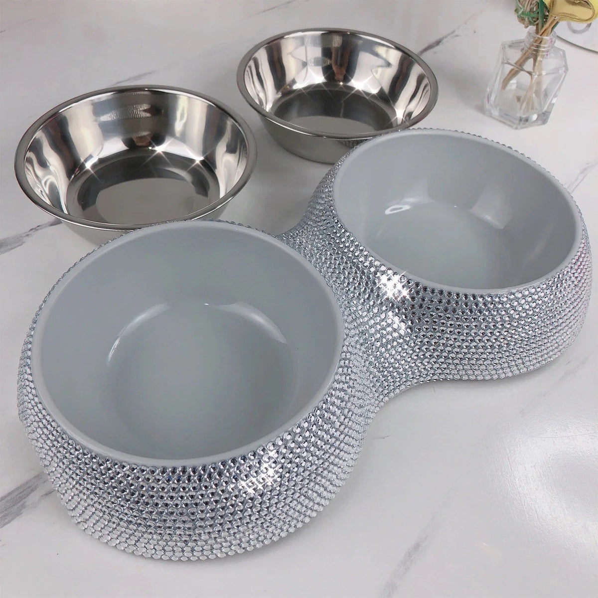 Bedazzle Me Rhinestone Dog Bowl | Decorative Sparkle Pet Bowl