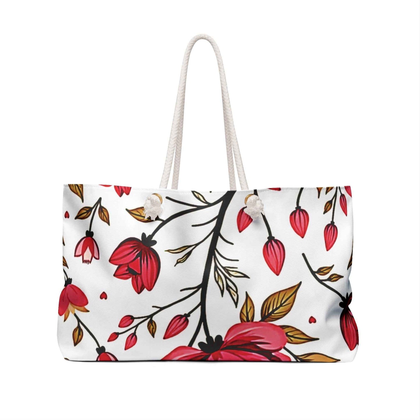 Floral Heart Pattern Weekender | Romantic Doodle Travel Tote | Busy Mom Bag | Mother Gift