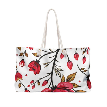 Floral Heart Pattern Weekender | Romantic Doodle Travel Tote | Busy Mom Bag | Mother Gift