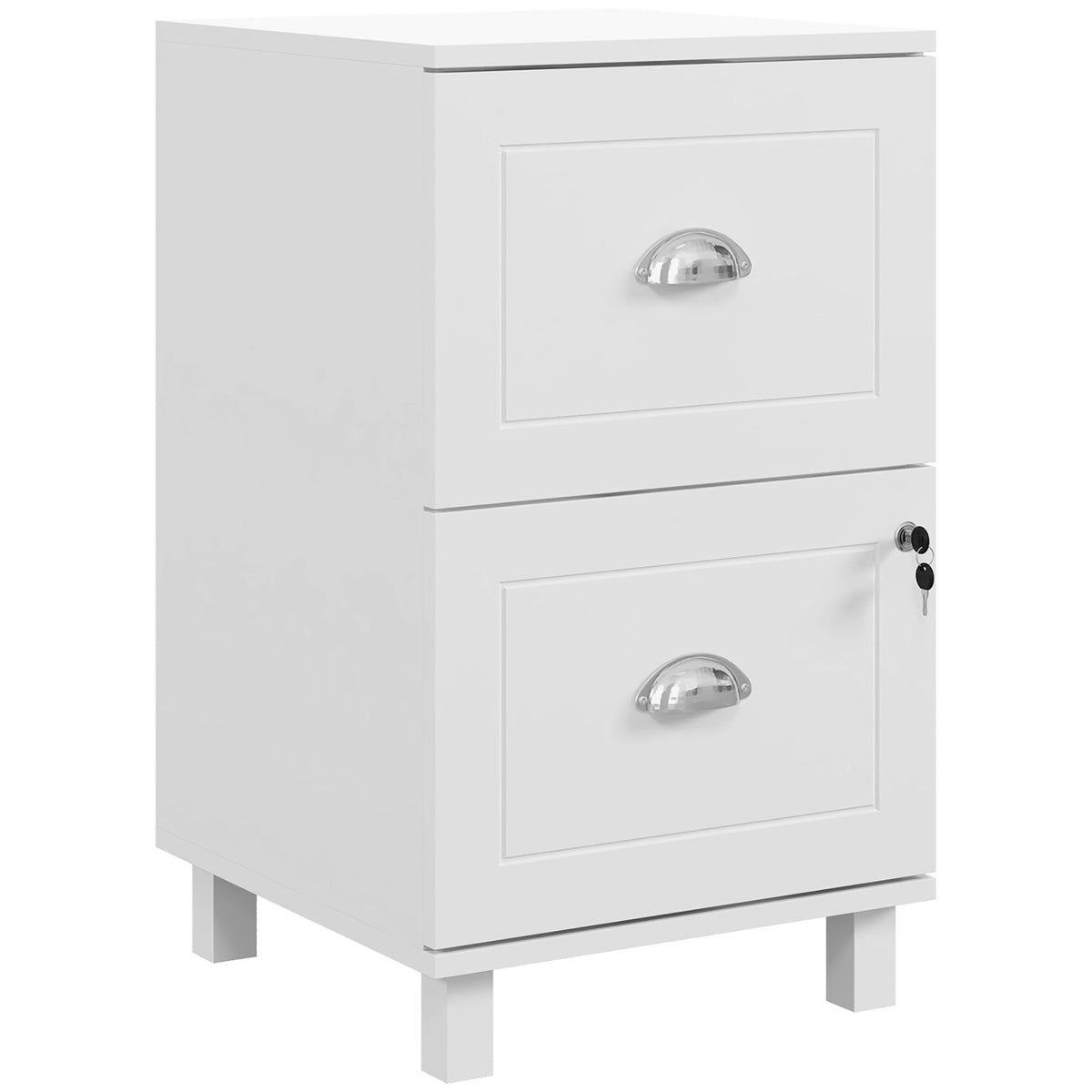 2-Drawer Small Filing Cabinet Lockable Home Office Storage Cabinet with Adjustable Hanging Bars for A4 Letter Black