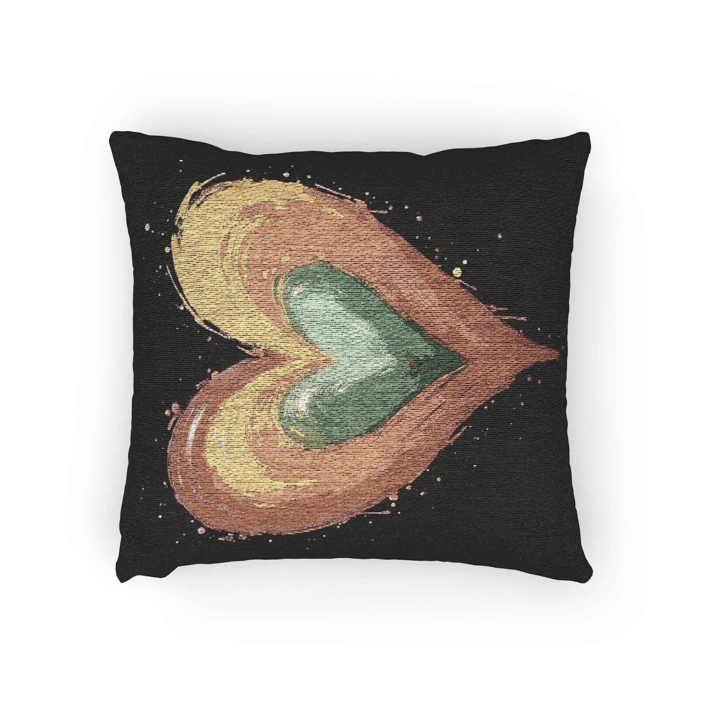 Handpainted Heart Woven Pillow | Boho Heart Decorative Pillow