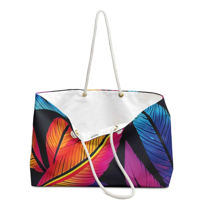 Colorful Tropical Feathers Weekender Bag | Vibrant Travel Tote