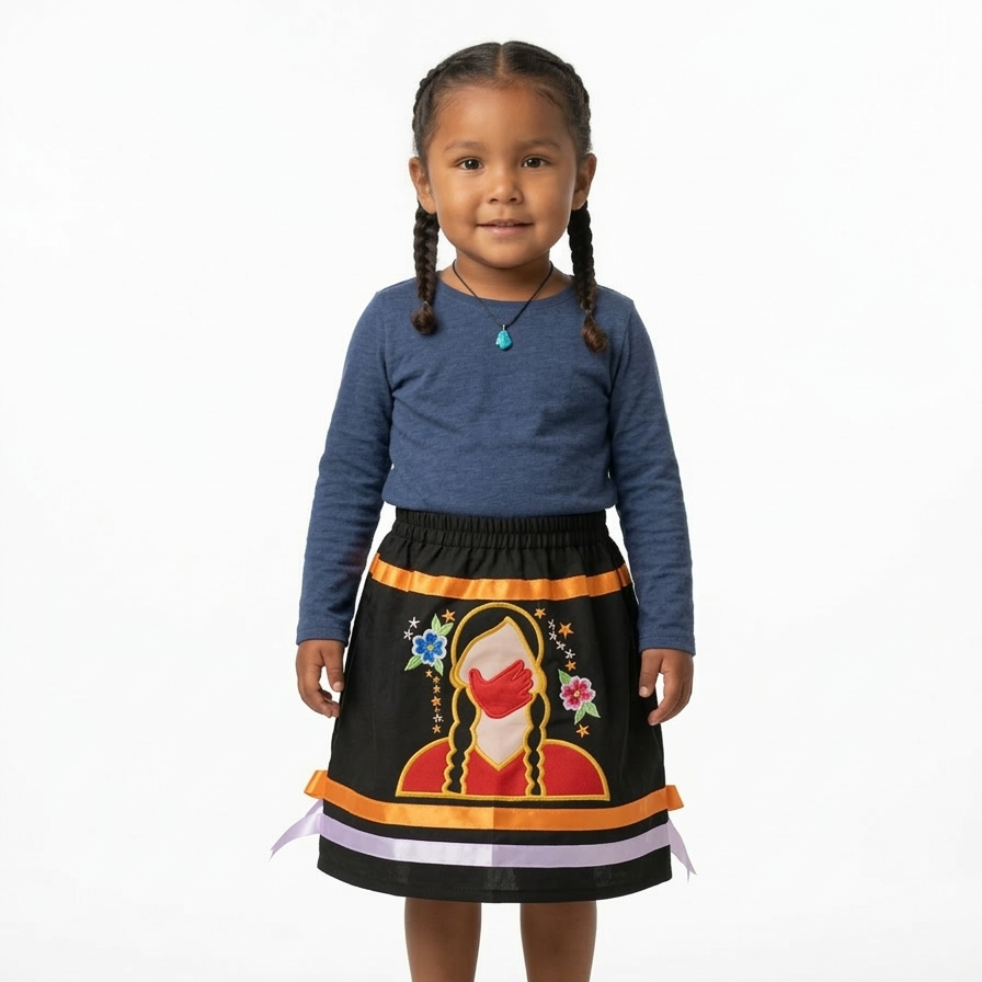 Infants Embroidered Black Ribbon Skirt