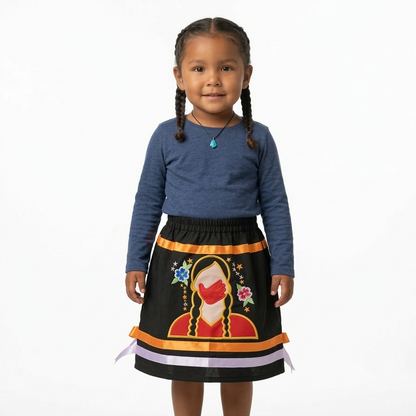 Infants Embroidered Black Ribbon Skirt