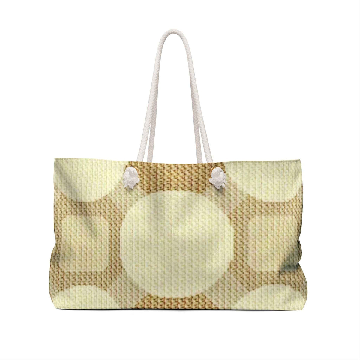 Neutral Geometric Circles Weekender Bag, Retro Beige Pattern Tote, Mom Lifestyle Travel Carryall, Large Beach Handbag