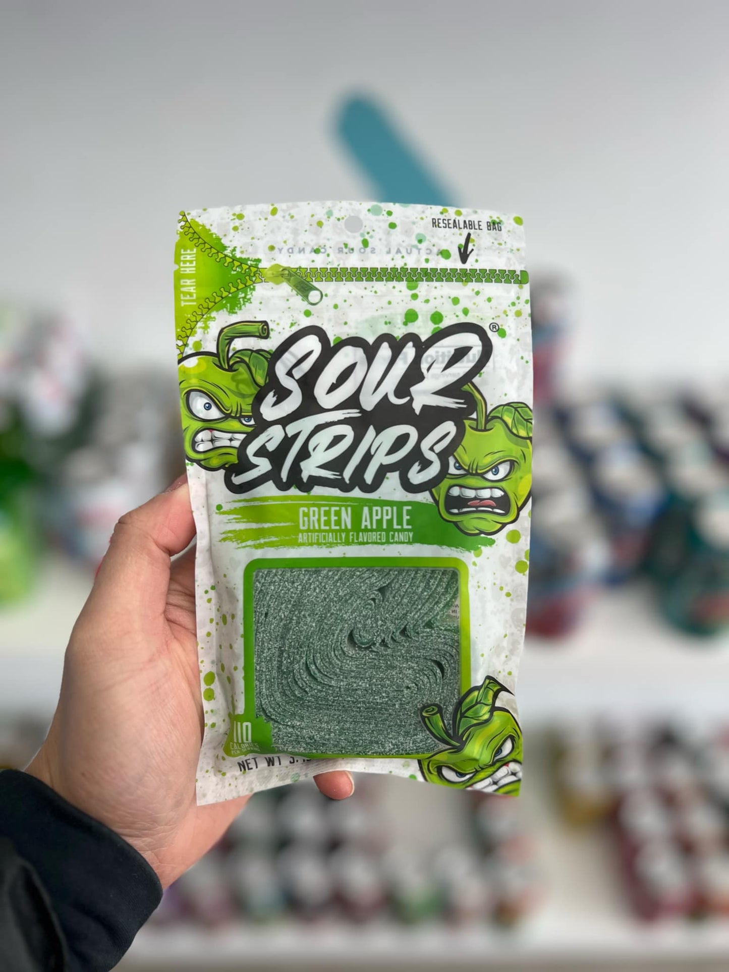 Green Apple Sour Strips – Tangy & Chewy Candy | Sweet & Sour Treat - 96g