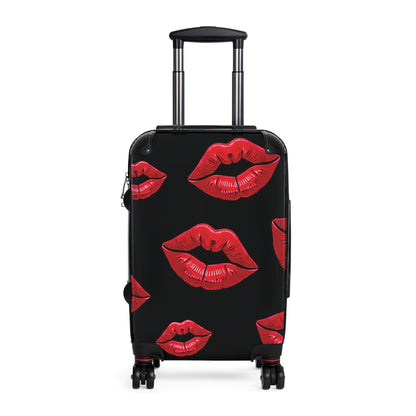 Kiss Print Carry-On Suitcase — Red Lipstick Travel Luggage