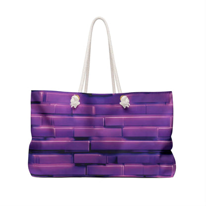 Purple Brick Pattern Weekender Bag | Gradient Brick, Large Tote Bag