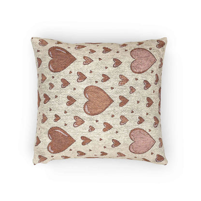 Pink Heart Pattern Woven Pillow | Boho Valentine Home Decor