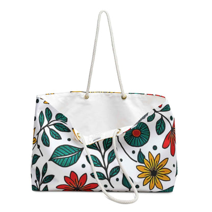 Colorful Floral Pattern Weekender Bag | Spring Flower Large Tote Bag