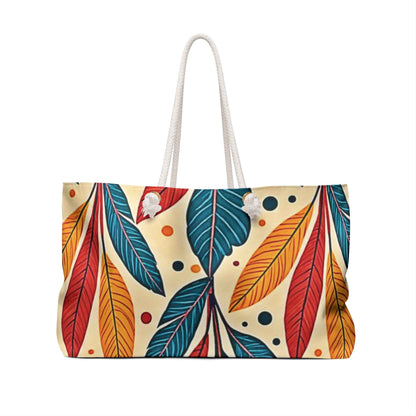 Colorful Tropical Leaves Weekender Bag | Boho Beach Large Tote bag
