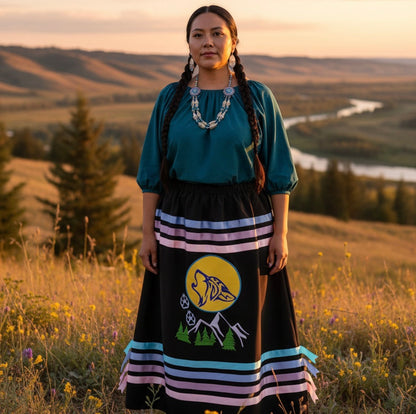 Howling wolf Ribbon Skirt