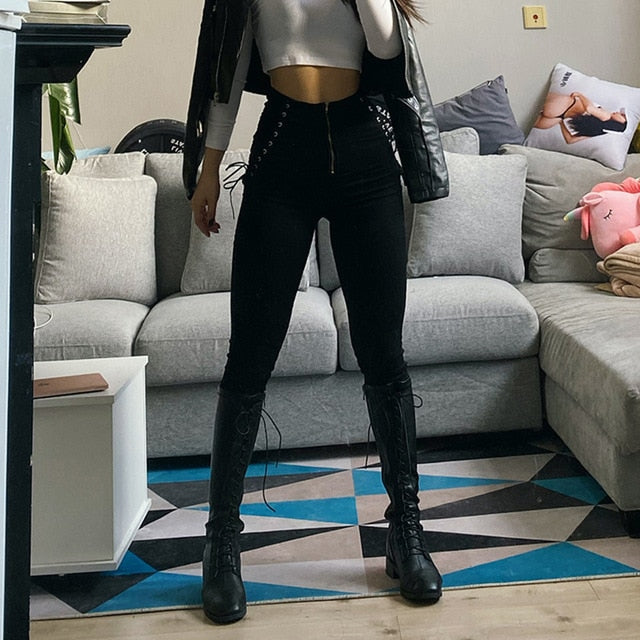 Side Lace Corset Jeans