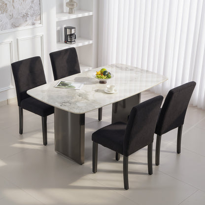 Modern Dining Chairs Set of 4, Kitchen Chairs with Rubberwood Legs and Padded Seat, Beige
