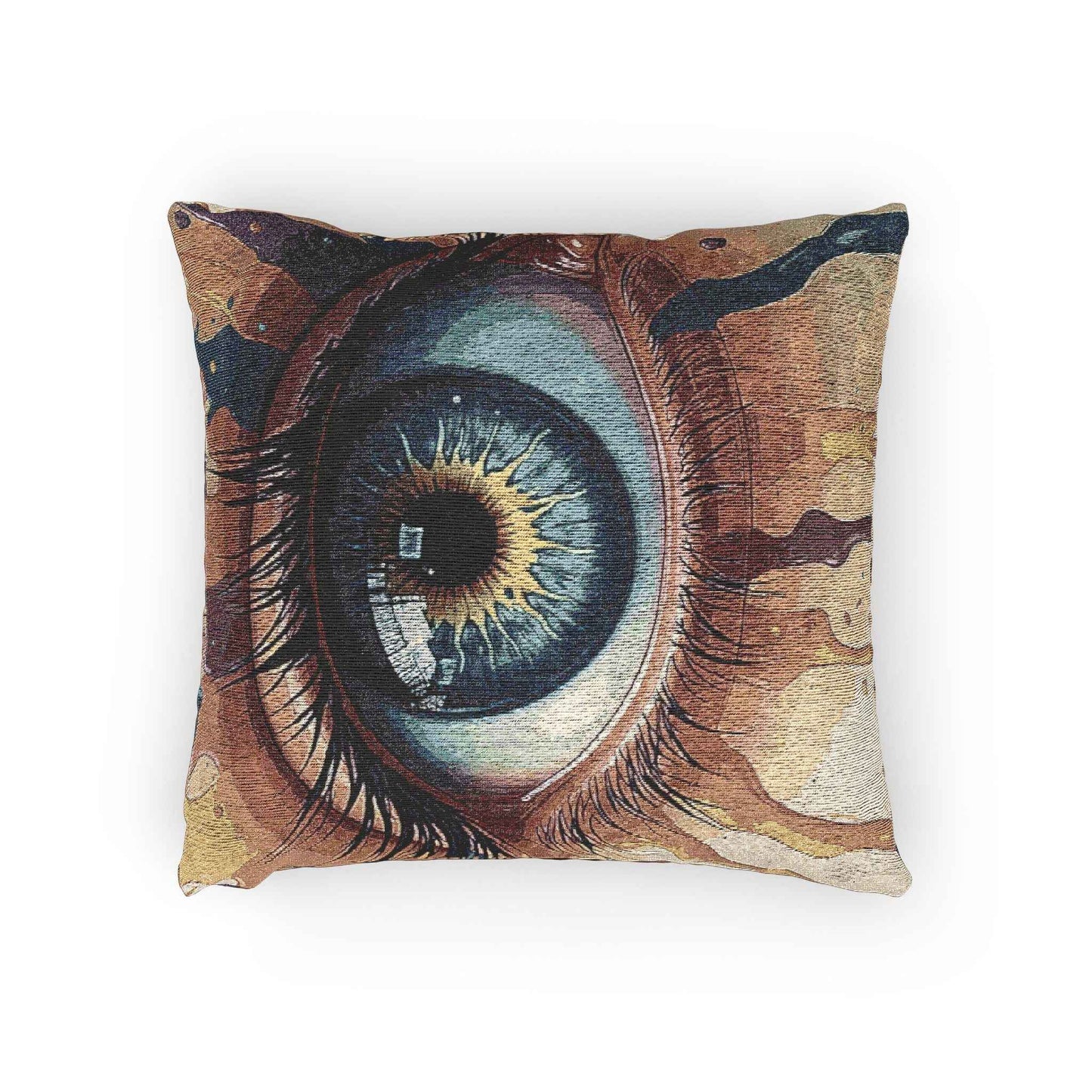 Blue Eye Artwork Woven Pillow | Surreal Eye Tapestry Throw Pillow