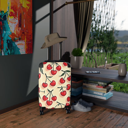 Cherry Print Suitcase — Retro Red Cherries Carry-On Luggage Cover