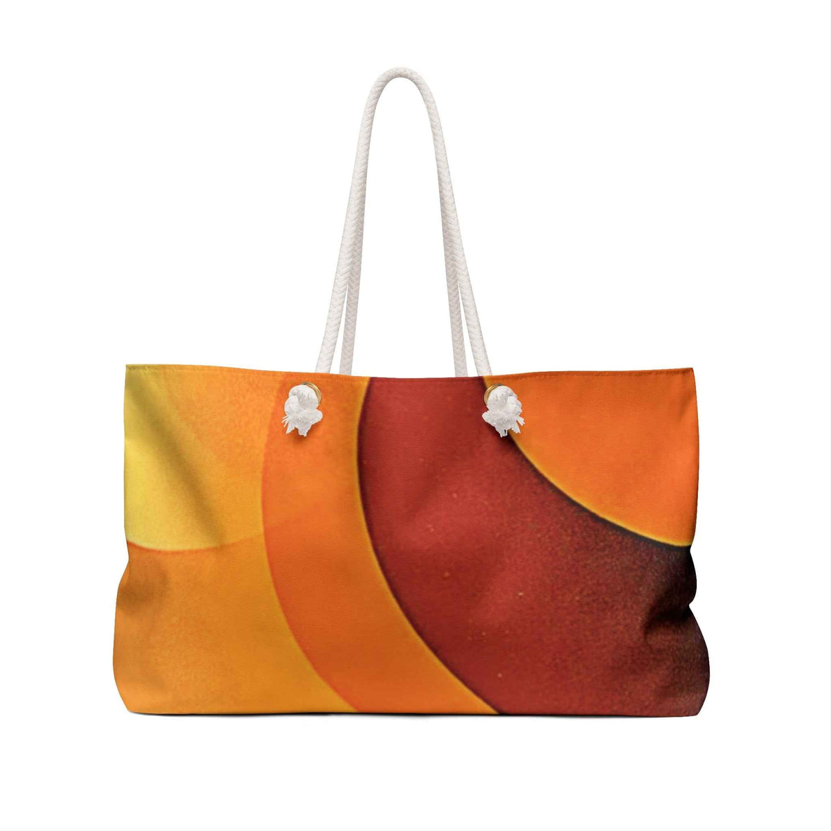 Abstract Sunset Circles Weekender Bag | Orange Yellow Gradient, Large Tote Bag