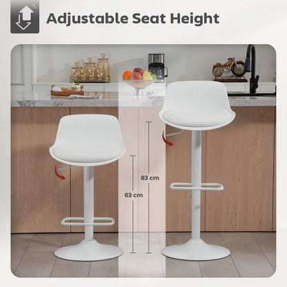 Zee Counter Height/Bar Stools Set of 2 with Adjustable Height and Swivel Seat-White