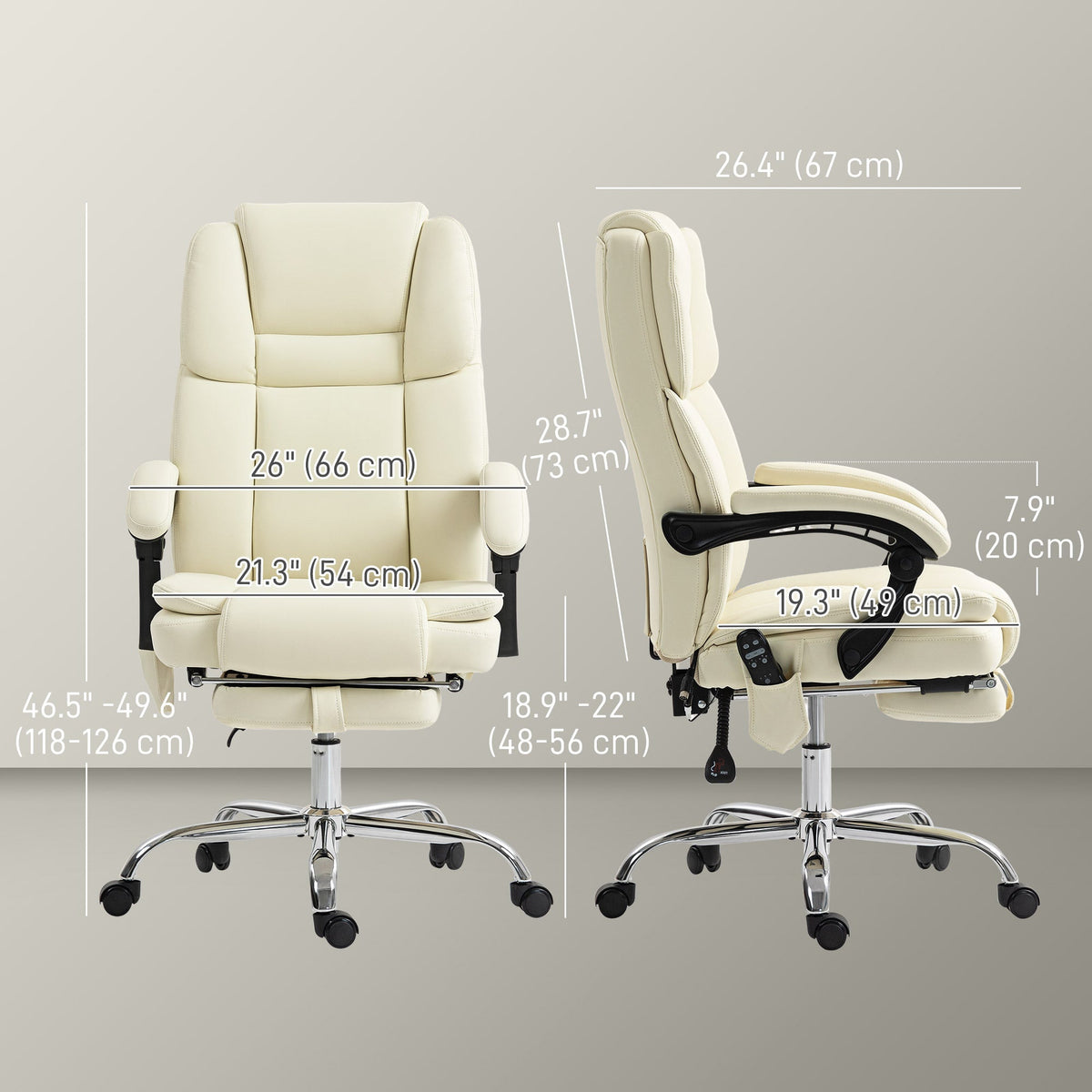 Massage Office Chair, Reclining Executive Office Chair with 6-Point Vibration, Footrest and High Back, Black