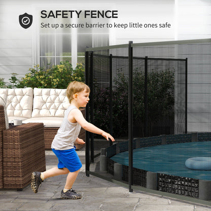 4-Panel Swimming Pool Fence, Aluminium Rustproof Pool Fencing, Overall Size 4' x 12', Black