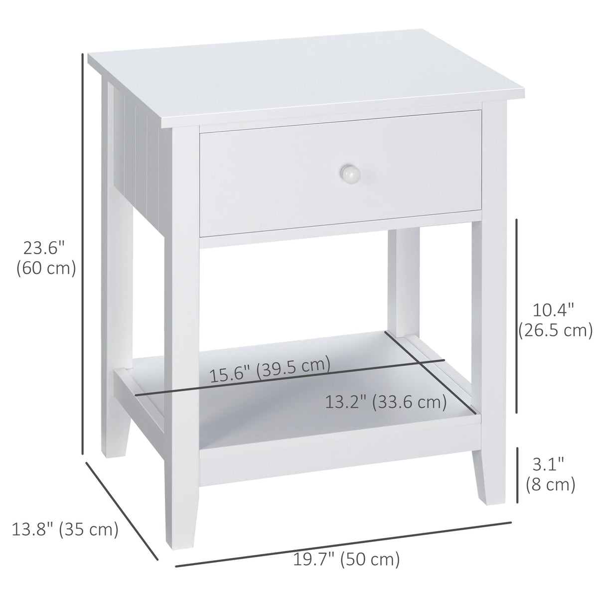 Modern Style Nightstand, Small End Table with Drawer and Storage Shelf for Bedroom, Living Room, Black
