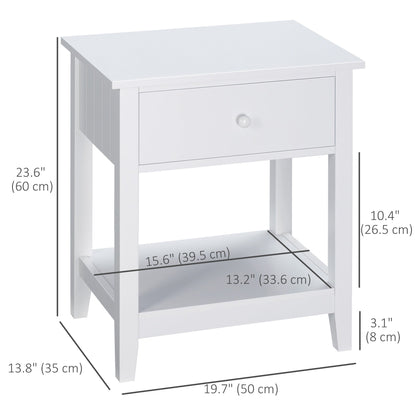 Modern Style Nightstand, Small End Table with Drawer and Storage Shelf for Bedroom, Living Room, Black