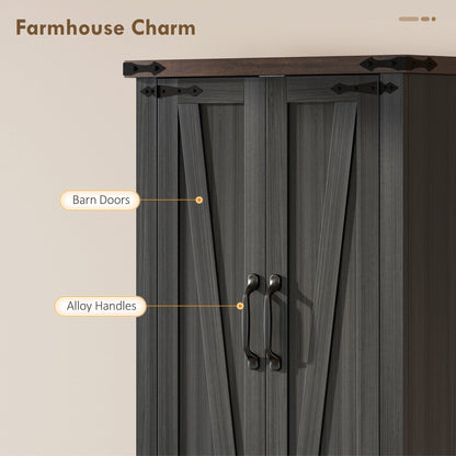 72" Pantry Cabinet, Farmhouse Freestanding Kitchen Storage Cabinet with Adjustable Shelves for Dining Room, Black