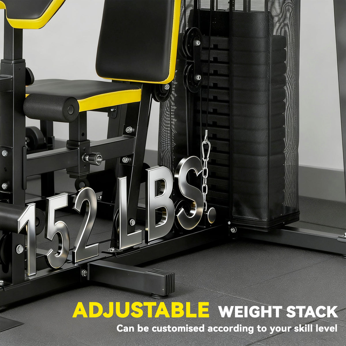 Multifunction Power Tower for Back, Chest, Arms & Leg Workouts All-in-One Home Gym with Weight Stack and Pulley System for Full Body Training