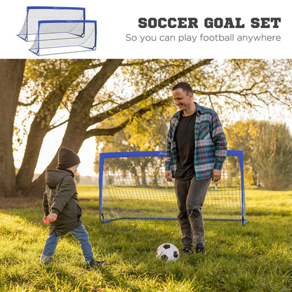 6' x 3' Set of 2 Soccer Nets for Backyard, Portable Soccer Goal for Practice with Carry Bag