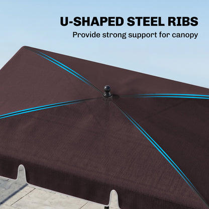 6.5x4ft Rectangle Patio Umbrella Aluminum Tilt Adjustable Garden Parasol Sun Shade Outdoor Canopy Beige