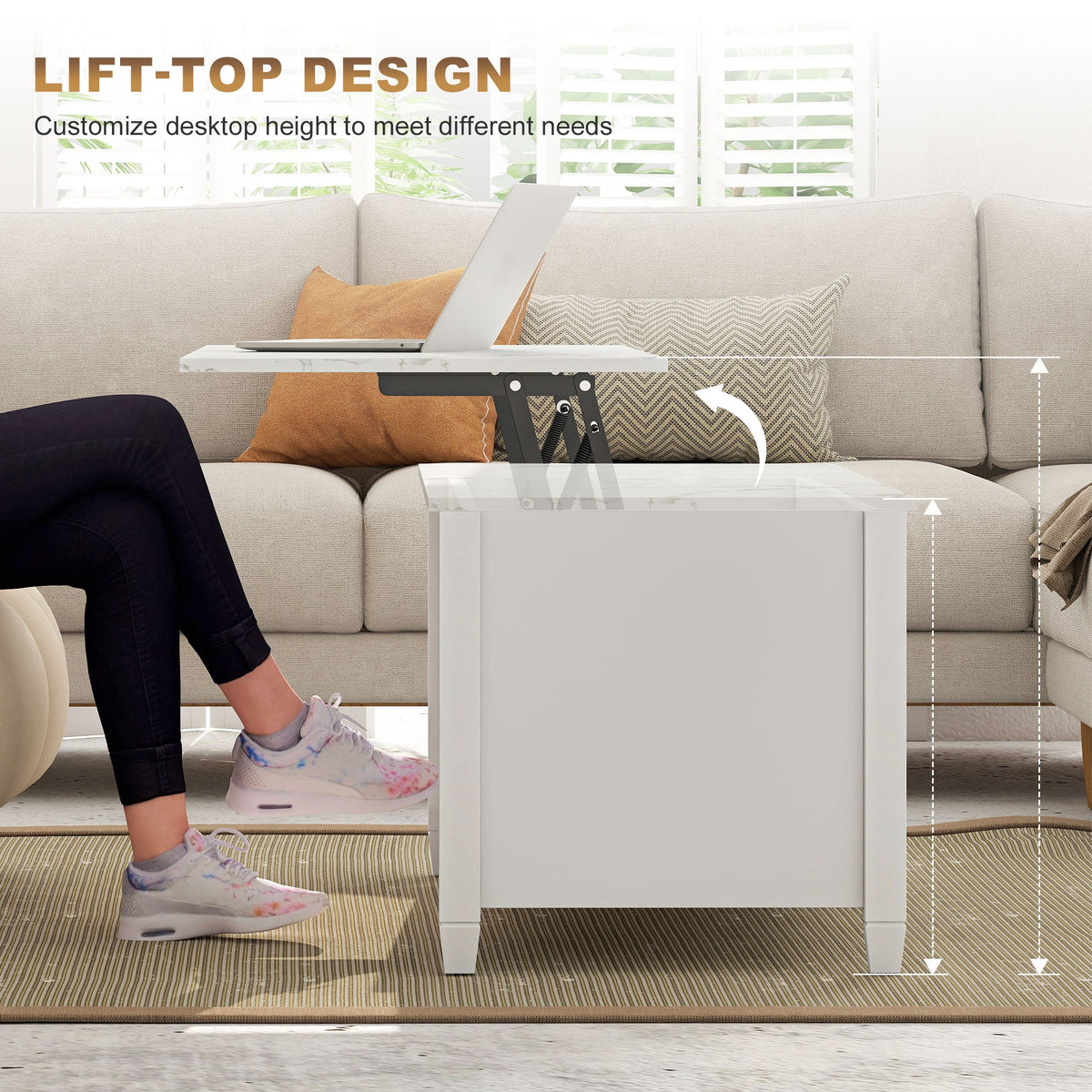 Lift Top Coffee Table, Modern Center Table with Storage Shelves and Hidden Compartment for Living Room, 41" L, Espresso