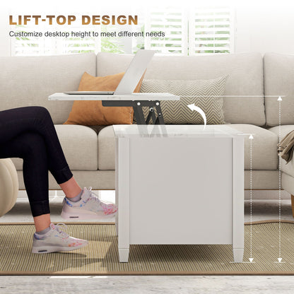 Lift Top Coffee Table, Modern Center Table with Storage Shelves and Hidden Compartment for Living Room, 41" L, Espresso
