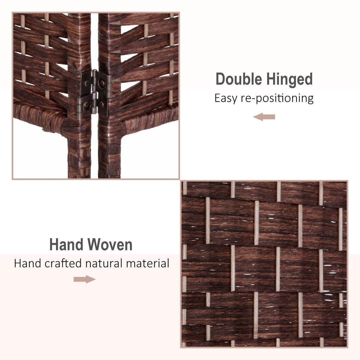 6ft Folding Room Divider, 3 Panel Wall Partition with Wooden Frame for Bedroom, Home Office, Natural