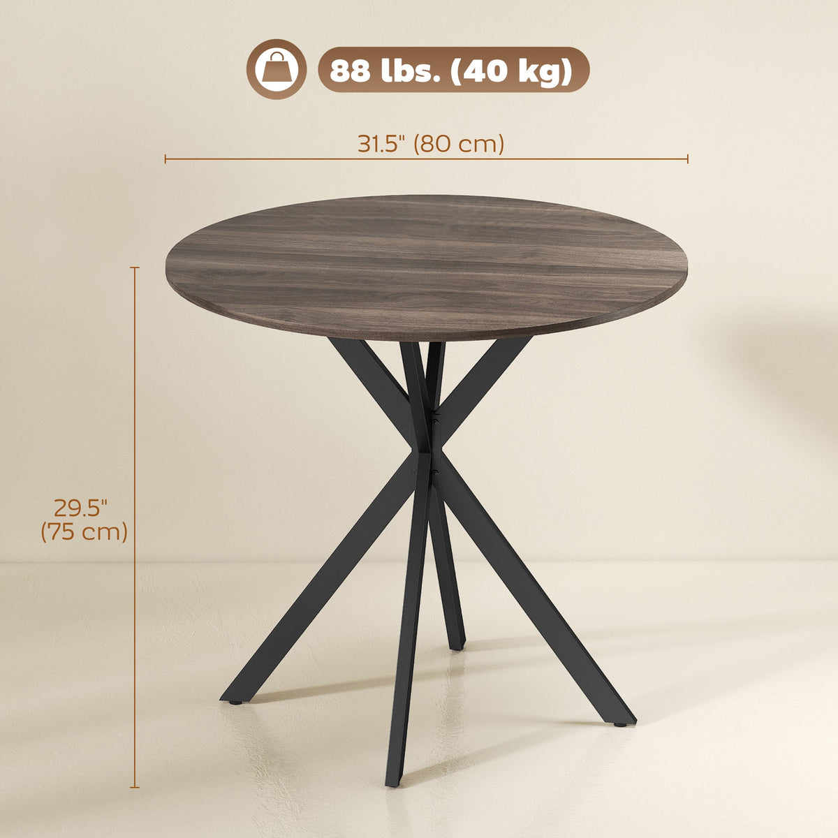 31.5" Industrial Round Dining Table - White Oak