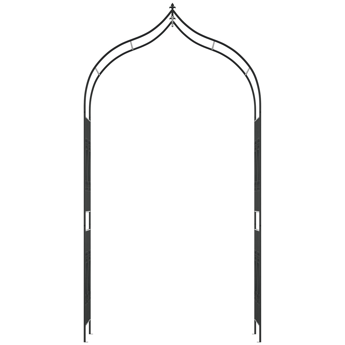 8.7FT Garden Arch Trellis, Outdoor Wedding Arbor for Ceremony with Scrollwork Design for Climbing Roses, Vines and Plants