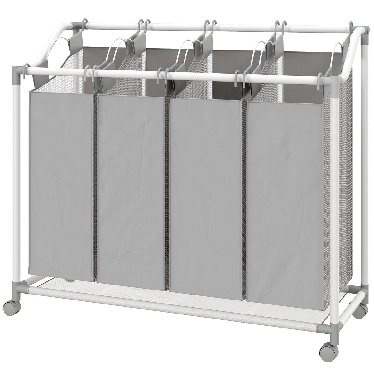 Laundry Hamper with Wheels, 160L Laundry Basket with 4 Removable Bags for Bedroom, Bathroom, Grey