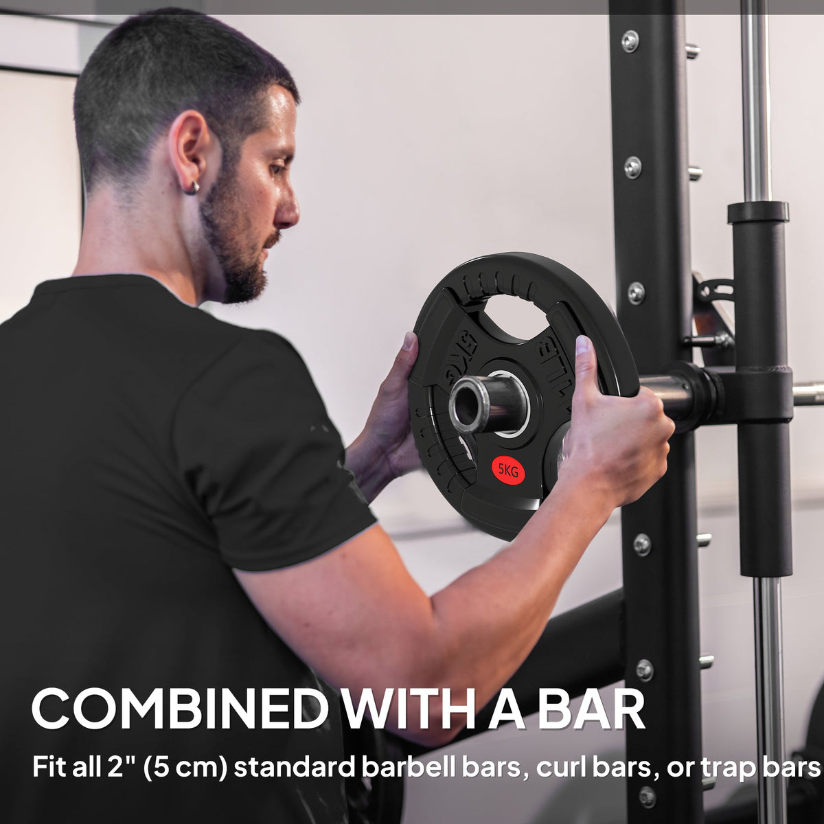 Weight Plates Set, 2-Inch Barbell Weights Set w/Tri-Grips for Home Gym Weightlifting and Strength Training, 2 x 11lbs