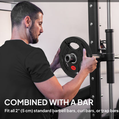 Weight Plates Set, 2-Inch Barbell Weights Set w/Tri-Grips for Home Gym Weightlifting and Strength Training, 2 x 11lbs